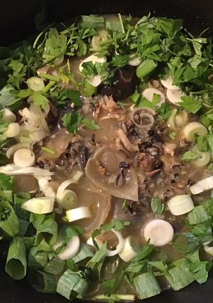 A picture of California Farm Smoked Mock Duck Wild Rice Soup.