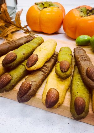 【親子共廚】🎃萬聖節巫婆手指餅乾 的食譜成品照片