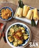 Xôi sắn lá nếp mỡ hành