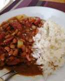 Guiso de poroto con chorizos