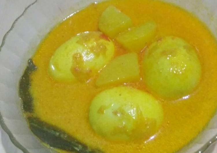 Cara Gampang Membuat Sayur santan kentang dan telur yang Enak