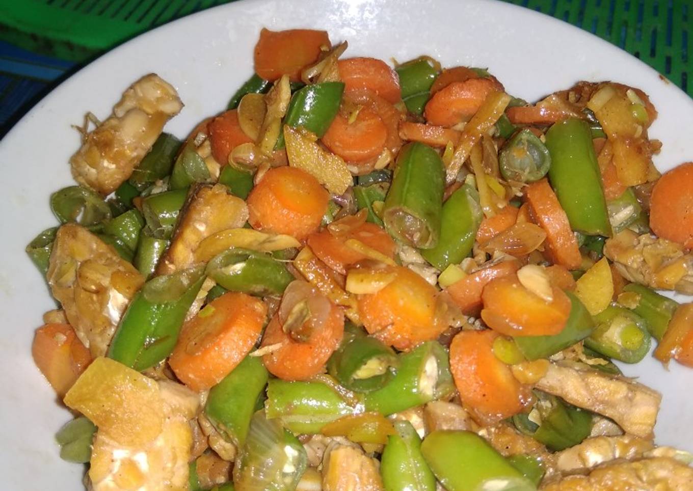Tumis buncis wortel tempe