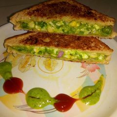 Chilli cheese corn sandwich A picture of Chilli cheese corn sandwich.