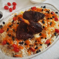 A picture of Home style Barbeque Mutton with Afghani Pilaf.
