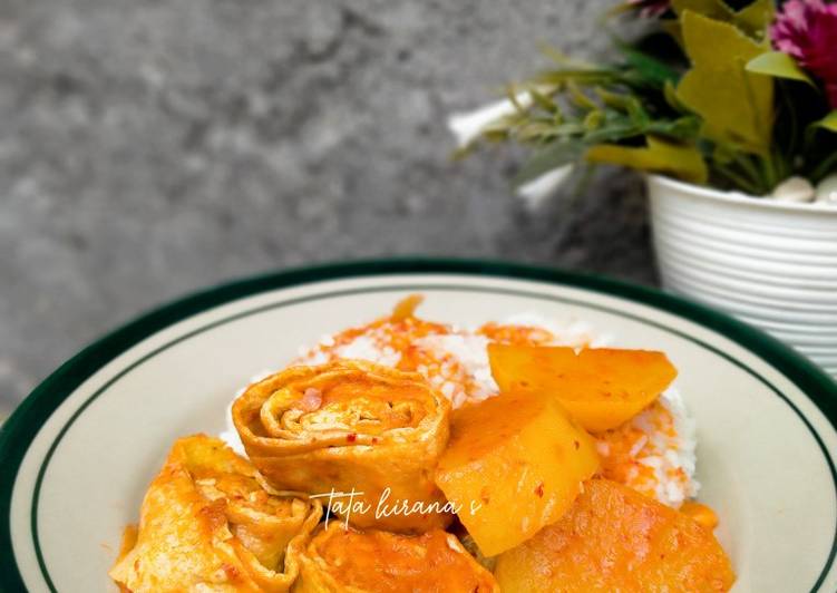 Resep 300. Balado Kentang &amp; Telur Dadar Gulung, Lezat Sekali