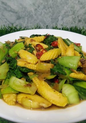 Foto resep Tumis Jagung Putren dan Pakcoy