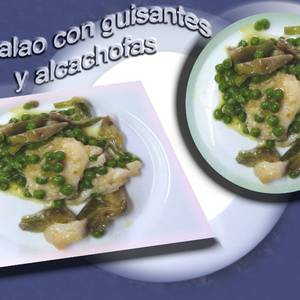 Bacalao con alcachofas y guisantes
