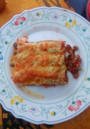 Una foto de Canelones de pavo y champiñones