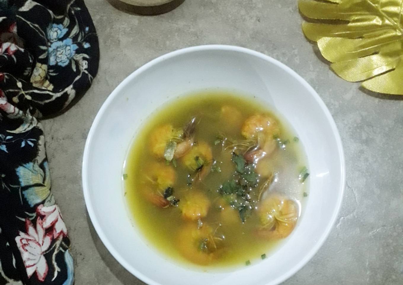 Udang kuah asam kuning tanpa minyak