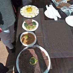 Chicken steck, Pegion soup with desert A picture of Chicken steck, Pegion soup with desert.