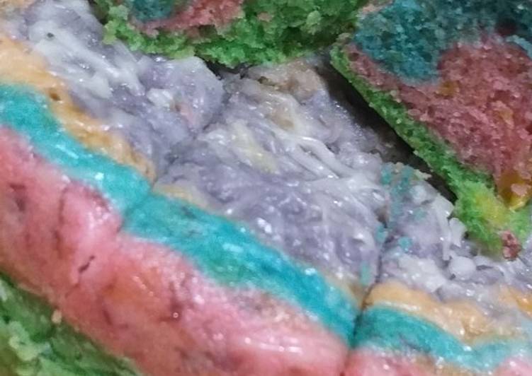 Cara Gampang Membuat Bolu pisang rainbow Anti Gagal