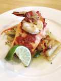 Roasted red pepper and walnut pesto salmon