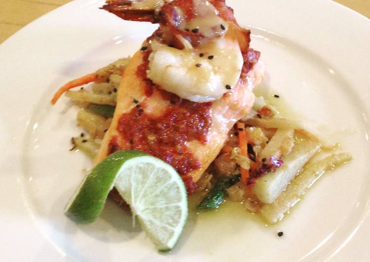 Roasted red pepper and walnut pesto salmon Roasted red pepper and walnut pesto salmon