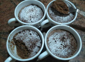 A picture of Parle biscuit mug cake (1:30 min in microwave).