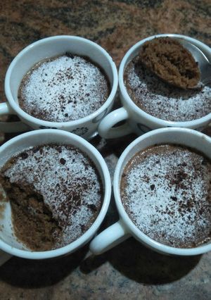 A picture of Parle biscuit mug cake (1:30 min in microwave).