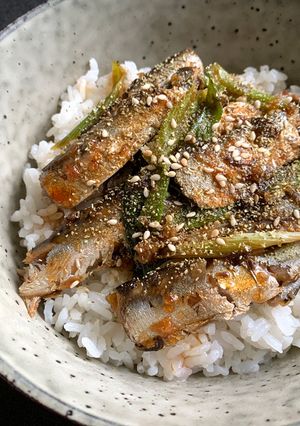A picture of Quick & Easy Canned Sardines Rice Bowl.