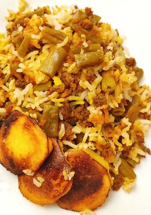 عکسی از دستور لوبیا‌ پلو با گوشت چرخ‌کرده (غذای رژیمی)