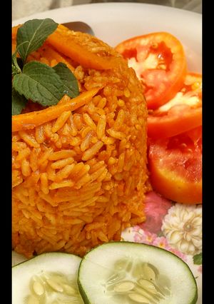 Smokey Nigerian jollof rice ainihin hoton girkin