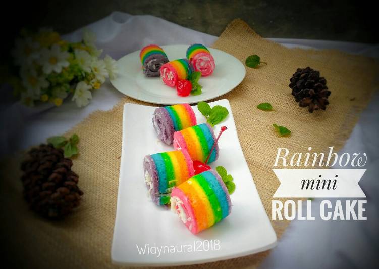 Rainbow mini roll cake #Beranibaking