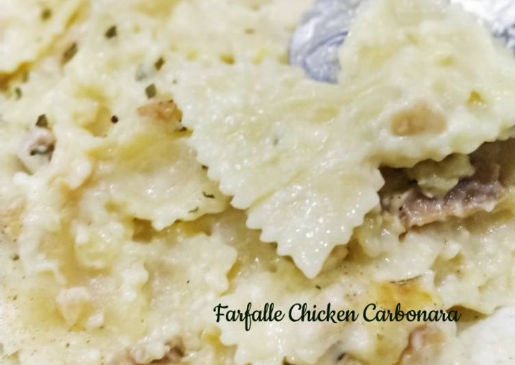 Langkah Mudah untuk Menyiapkan 6. Farfalle Chicken Carbonara, Bisa Manjain Lidah