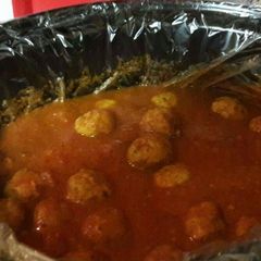 A picture of Pork and turkey crockpot meatballs.