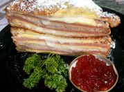 A picture of luncheon meat and egg bread