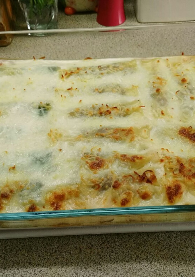Una foto de Canelones de espinacas y carne con paté