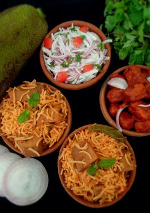 A picture of Raw jackfruit Biryani.