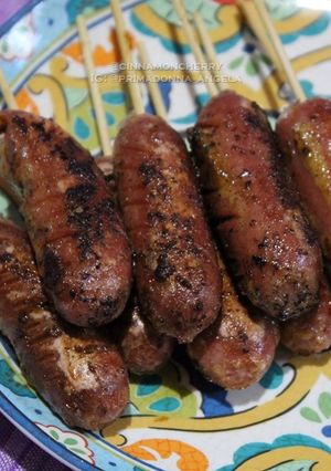 A picture of Sausages with Homemade Mild Rub and Mayonnaise.
