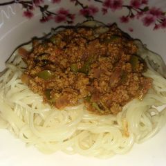 A picture of Spaghetti and mince meat #Mykidsfavouritedishcontest.