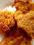 Milanesas de pescadilla con timbal de arroz🇺🇾🇩🇴