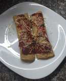 Canelones con relleno de verduras al vapor y ají catalán