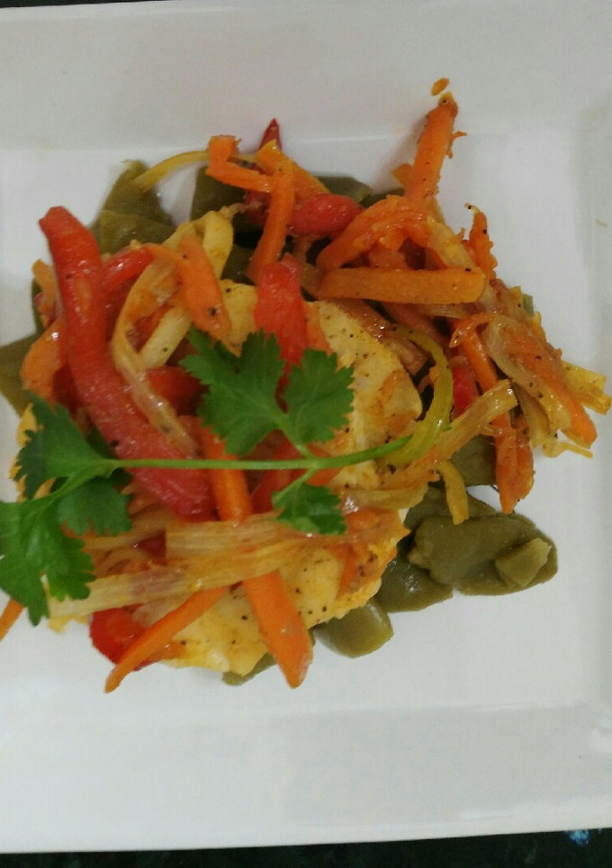 Una foto de Papillote de merluza