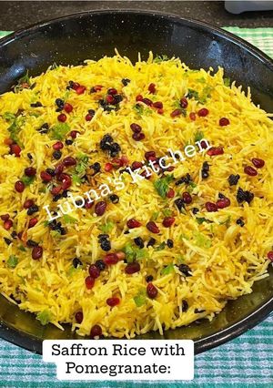 A picture of Saffron Rice with Pomegranate:.
