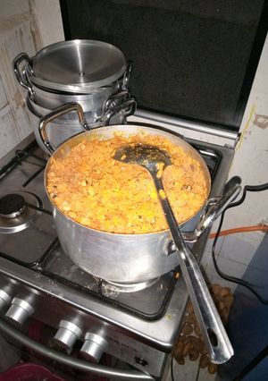 A picture of Jallof rice and beans.