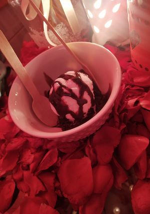 A picture of Vanilla with browniee.