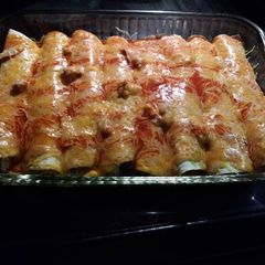 A picture of Crock pot Chicken enchiladas.