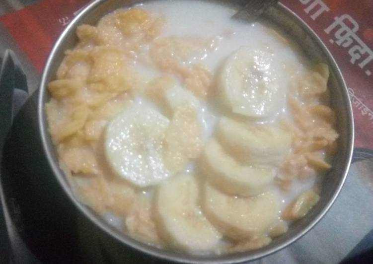 Corn flakes and banana kheer