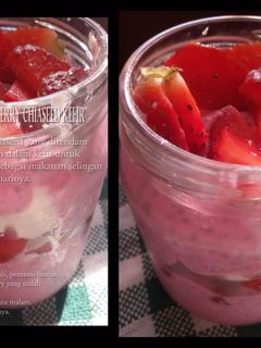 Foto resep Overnight Strawberry Chiaseed Kefir