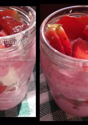 Foto resep Overnight Strawberry Chiaseed Kefir