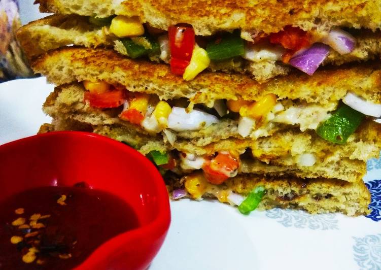 Recipe of Super Quick Homemade Whole wheat veg sandwich