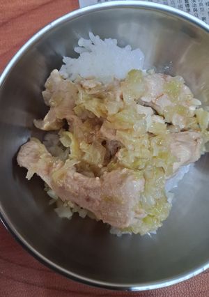 蝦皮高麗菜雞胸肉蓋飯 的食譜成品照片