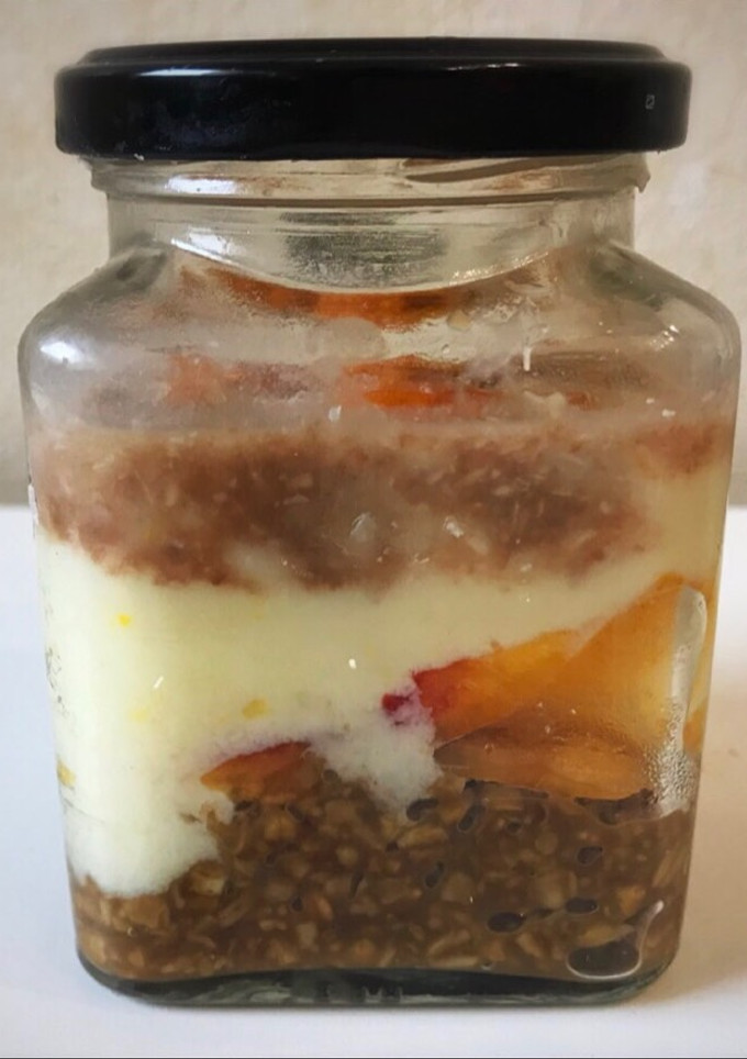 Una foto de Orange cream pie en frasco sin azúcar. Receta original de Geri