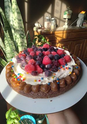 Una foto de Brownie de chocolate y nueces