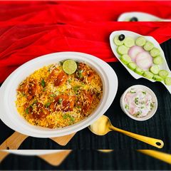 Fried Fish Dum Biryani A picture of Fried Fish Dum Biryani.