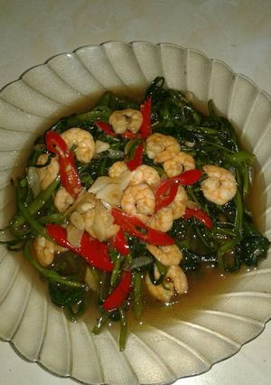 Foto resep Cah kangkung udang