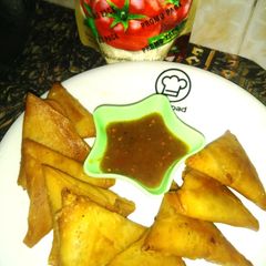 Chicken cheese samosa A picture of Chicken cheese samosa.