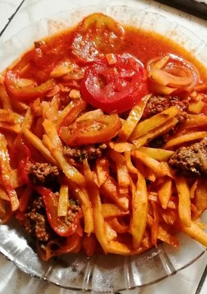 صورة لوصفة بطاطا على كفتة مع رز