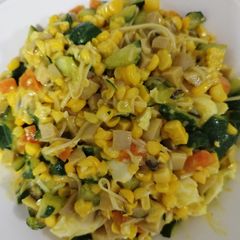 A picture of Cucumber, Corn and Turmeric Noodles.