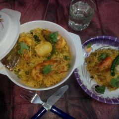 A picture of Goan prawn pulao.